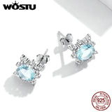 925 Silver Opal Star Zircon Stud Earrings for Women