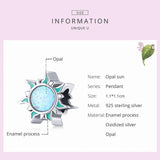 925 Sterling Silver Opal Sun Charm Bead for Bracelet DIY Jewelry