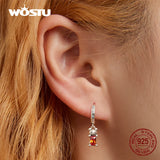 925 Silver Orange Bear Earrings with Zircon for Women