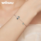 925 Silver Dragonfly Charm Bracelet Women Zircon Birthday Jewelry
