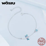 925 Silver Dragonfly Charm Bracelet Women Zircon Birthday Jewelry