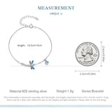 925 Silver Dragonfly Charm Bracelet Women Zircon Birthday Jewelry
