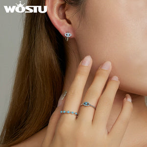 925 Silver Turquoise Demon Eyes Stud Earrings Evil Eye Jewelry