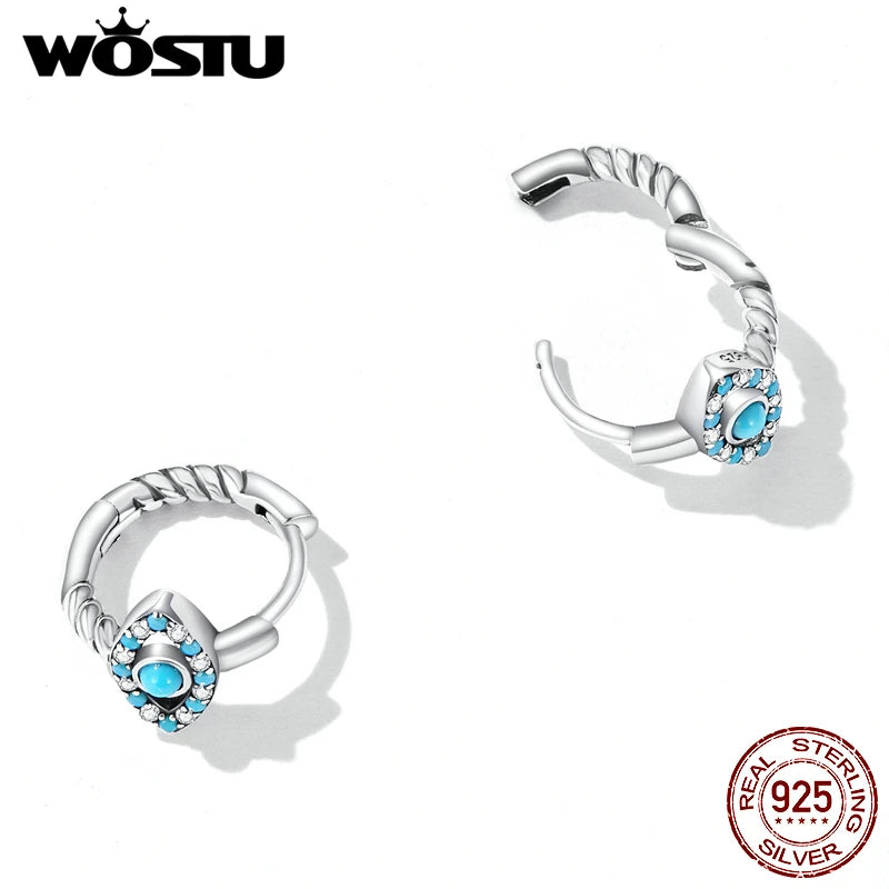925 Silver Turquoise Demon Eyes Stud Earrings Evil Eye Jewelry