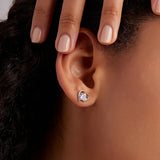 925 Silver Paw Dog Footprint Heart Stud Earrings Zircon Lovely Small Earrings