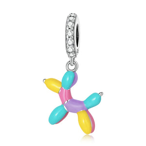 925 Silver Balloon Dog Charm Pendant for Women
