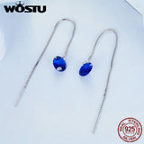 925 Silver Pink Clear CZ Tassel Earrings Drop Dangle Ear Stud for Women