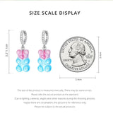 925 Silver Pink Candy Bear Stud Earrings For Women Party Gift