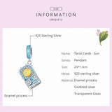925 Silver Pink Tarot Cards Charms Pendant Sun Beads For Women Fit Bracelet