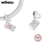 925 Silver Pink Tarot Cards Charms Pendant Sun Beads For Women Fit Bracelet