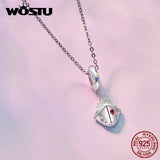 925 Silver Pink Crystal Heart Charms Bead Pendant for DIY Bracelet Necklace