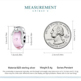 925 Silver Pink Glass Cat Bead Charms Fit Bracelet & Necklace Women Gift