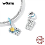 925 Silver Pink Heart Tarot Cards Charm Pendant for DIY Bracelet Necklace