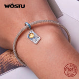 925 Silver Pink Heart Tarot Cards Charm Pendant for DIY Bracelet Necklace