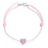 925 Silver Pink Heart Rope Ankle 22.5CM Zircon Chain for Women CQT022