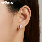 925 Silver Pink Heart Stud Earrings Ear Buckles Heart-Shaped Earrings For Women