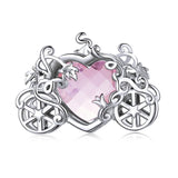 925 Silver Pink Princess Crystal Shoes Charms Beads Fit Bracelet