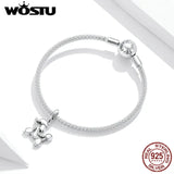 925 Silver Poodle Pet Dog Bead Zircon Charm Fit Bracelet Necklace