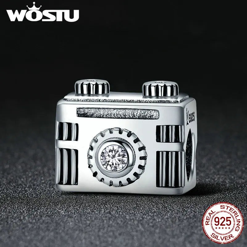 925 Silver Vintage Camera Charm Memory Box Bead for Bracelet DIY