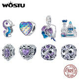 925 Silver Purple Mermaid Castle Bead Fit Bracelets