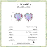 925 Silver Purple Opal Heart Love Beads Stud Earrings CQE1383