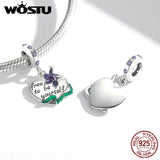 925 Silver Violets Cross Heart Charms Pendant for Bracelet Necklace
