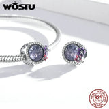 925 Silver Violets Cross Heart Charms Pendant for Bracelet Necklace