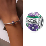 925 Silver Violets Cross Heart Charms Pendant for Bracelet Necklace