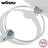 925 Silver Violets Cross Heart Charms Pendant for Bracelet Necklace
