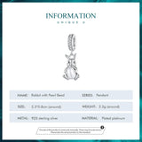 925 Silver Rabbit with Pearl Bead Easter Charms for Women