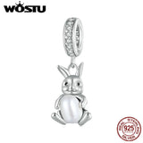 925 Silver Rabbit with Pearl Bead Easter Charms for Women