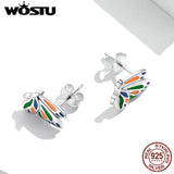 925 Silver Rainbow Butterfly Stud Earrings Colorful Spring Jewelry Gift