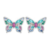 925 Silver Rainbow CZ Dragonfly Stud Earrings Insect Ear Studs Party Gift