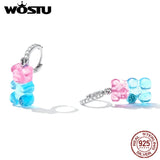 925 Silver Rainbow Candy Bear Dangle Earrings FIE1388