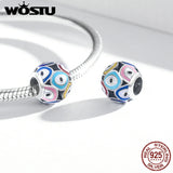925 Silver Rainbow Demon Eyes Charm Bead Pendant for Women