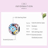 925 Silver Rainbow Demon Eyes Charm Bead Pendant for Women