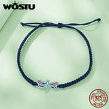 925 Silver Rainbow Dragofly Charm Bracelet Enamel CZ Girl Jewelry