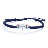 925 Silver Rainbow Dragofly Charm Bracelet Enamel CZ Girl Jewelry