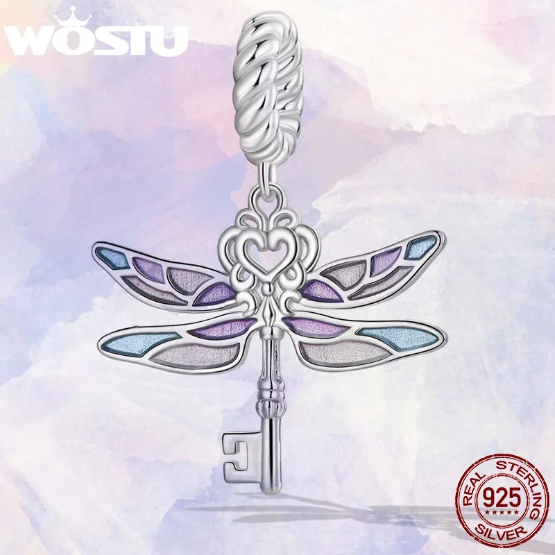 925 Silver Rainbow Dragonfly Charms Beads For Women Bracelet Necklace