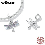 925 Silver Rainbow Dragonfly Charms Beads For Women Bracelet Necklace