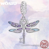 925 Silver Rainbow Dragonfly Charms Beads For Women Bracelet Necklace
