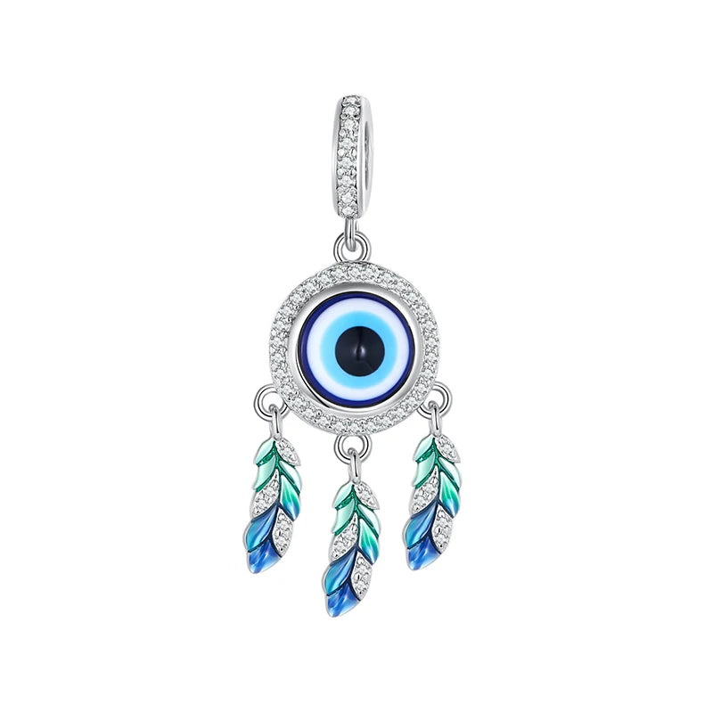 925 Silver Rainbow Dream Catcher Charms Pendant Devil's Eye Beads