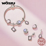 925 Silver Rainbow Heart Charm Cat Paw Beads Pendant