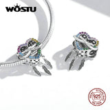 925 Silver Rainbow Heart Dream Catcher Charm Beads