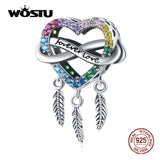 925 Silver Rainbow Heart Dream Catcher Charm Beads