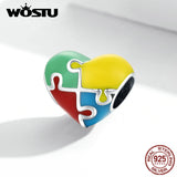 925 Silver Rainbow Heart Love Charm DIY Necklace Bracelet FNC547