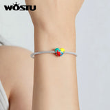 925 Silver Rainbow Heart Love Charm DIY Necklace Bracelet FNC547