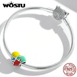 925 Silver Rainbow Heart Love Charm DIY Necklace Bracelet FNC547