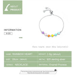925 Silver Rainbow Heart Bracelet Chain For Women CQB158