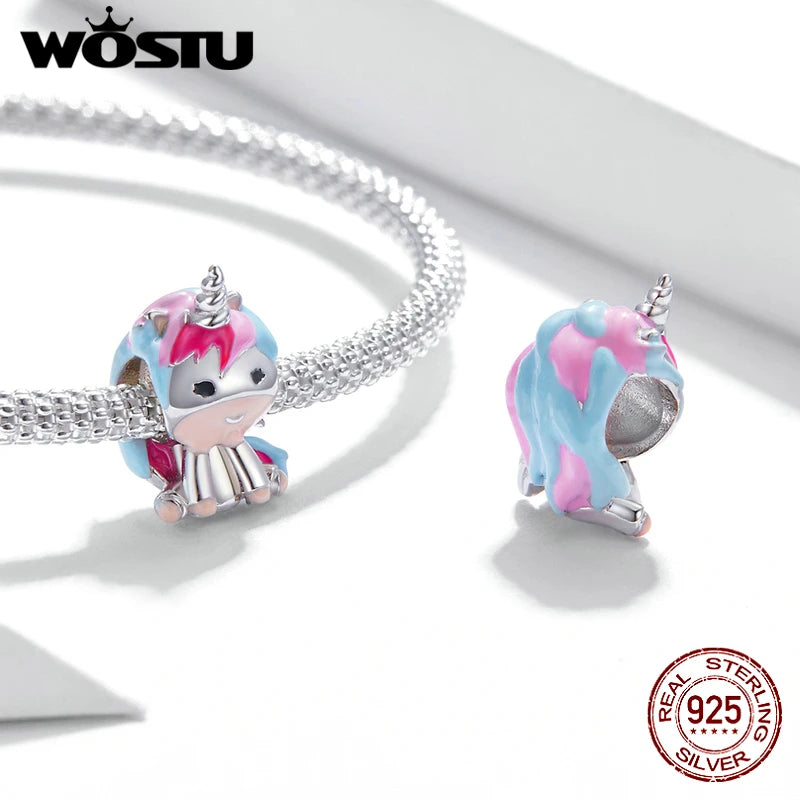 925 Silver Rainbow Horse Unicorn Octopus Panda Charms Pendant